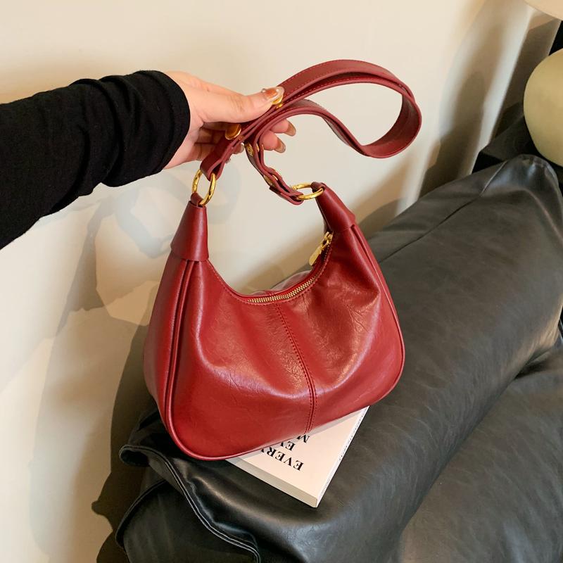 New Popular All-Matching Underarm Bag Oil Wax Leather Trendy Ins Niche Texture One-Shoulder Crossboby Bag Korean Women Bag