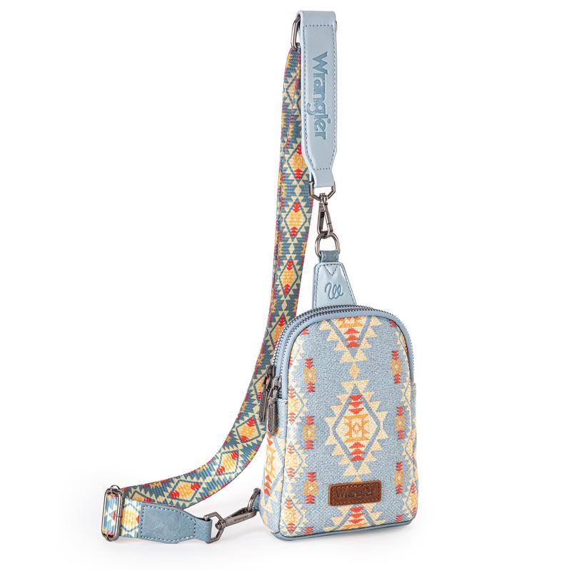 Wrangler Aztec Sling Bag Southwest Crossbody Bags Trendy Chest Bag for Women Shoulder Bag wrangler woman