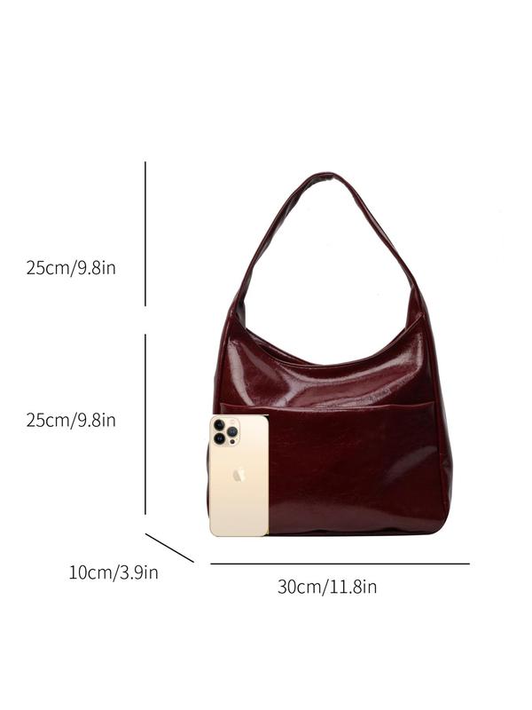 Women's Solid Tote Bag, Fashionable Large Capacity Shoulder Bag for Work & Daily Used, Casual Trendy Versatile Commuting Bag, Girl Fashionable Shopping Bag, Fall Outfits, Fall Freshness