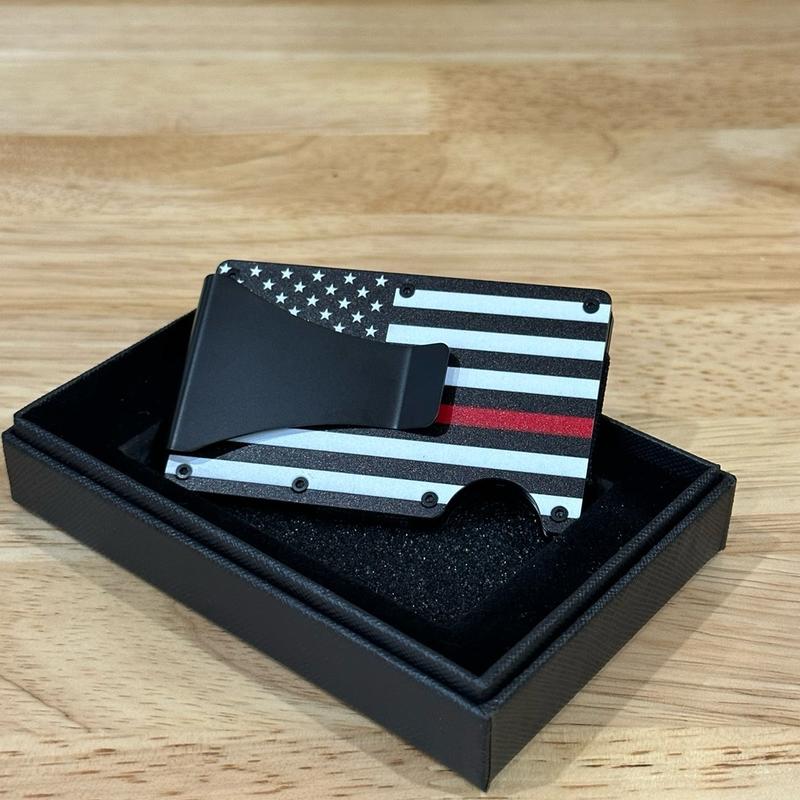 Thin Red Line Minimalist Wallet with RFID Blocking