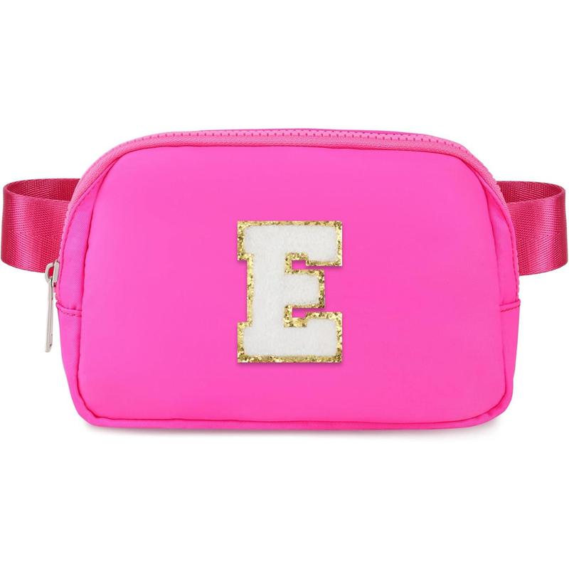 Belt Bag For Women Fanny Pack Fashionable Waist Packs Crossbody Bag With Adjustable Strap Waterproof With Initial Letter E Hot Pink