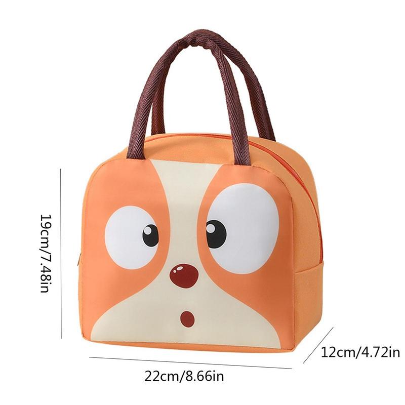 Cartoon Animal Design Bento Bag, 1 Count Portable Insulated Lunch Bag, Lunch Box Bag for Students & Office Workers, Kitchen Utensils & Gadgets