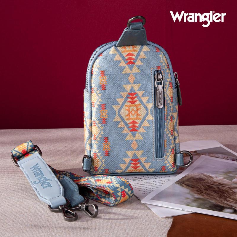 Wrangler Aztec Sling Bag Southwest Crossbody Bags Trendy Chest Bag for Women Shoulder Bag wrangler woman