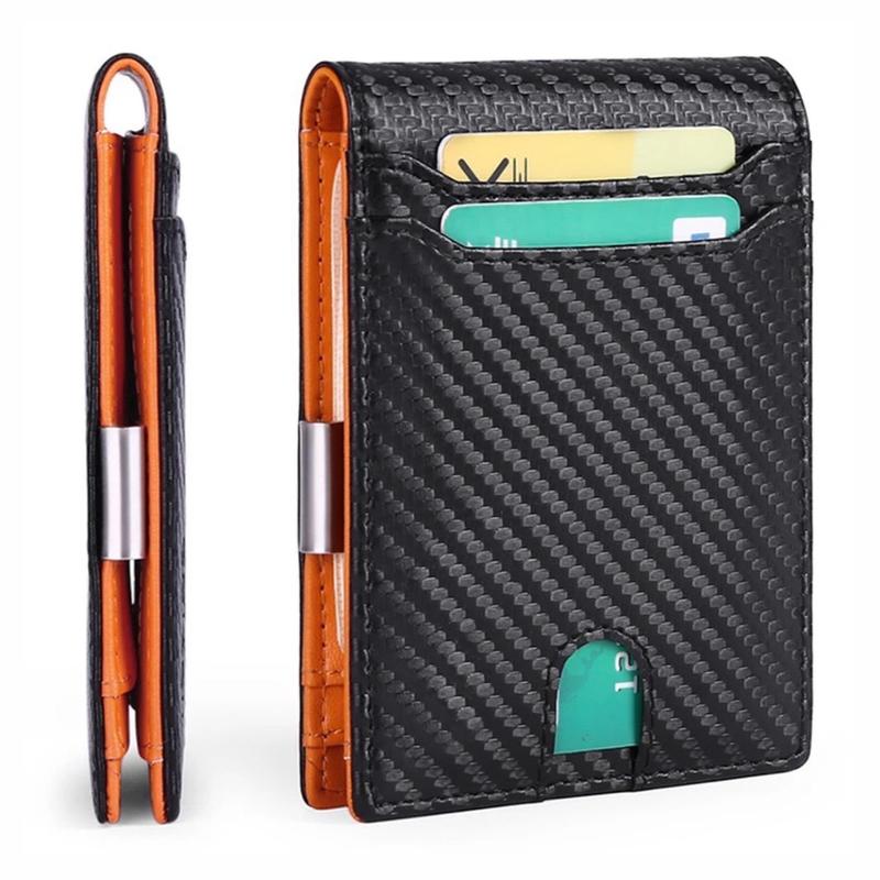 Men's Carbon Fiber Ultra Thin RFID Eleven Credit Card Wallet with ID Window