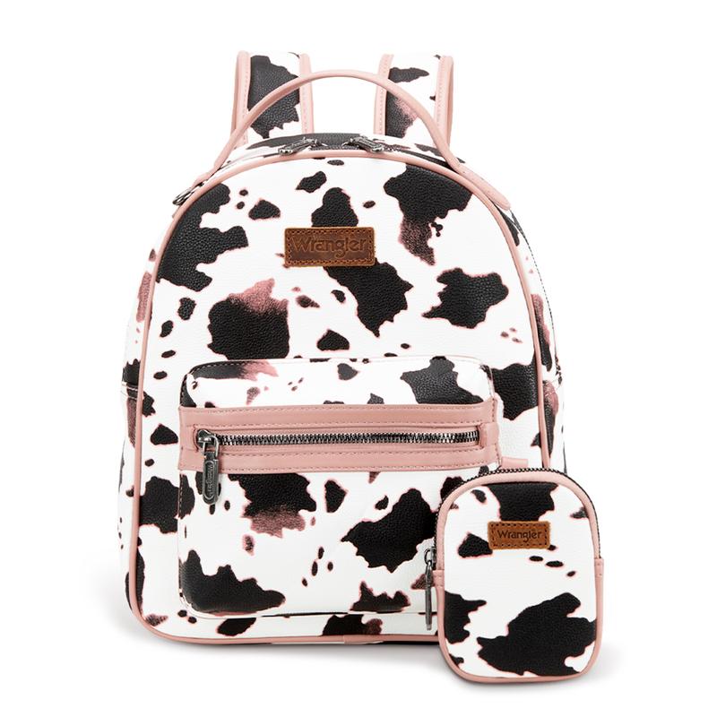 Wrangler 2024 Fall Fashion Moo Moo Cow Print Backpacks Collection with Change Purse