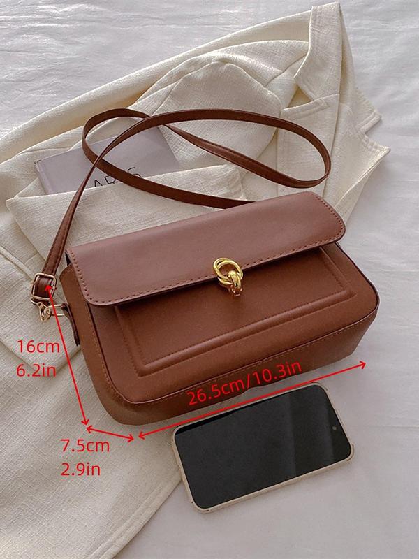 Women's Solid Color Buckle Shoulder Bag, Fashionable PU Leather Underarm Bag for Daily Used, Casual Trendy Versatile High-quality Daily Commuting Bag, One Shoulder Crossbody Bag