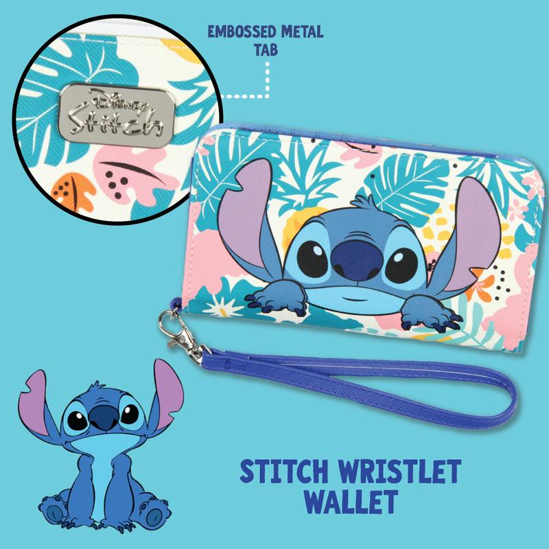 Disney Lilo & Stitch Tropical Design Snap-Closure Wristlet Wallet w  Tech Pocket and Wrist Strap