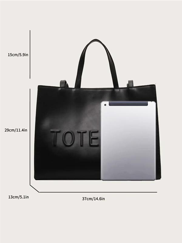 Women's Solid Color Tote Bag, Large Capacity Shoulder Bag for Daily, Casual Trendy High-quality Daily Commuting Bag, Girl Shopping Bag