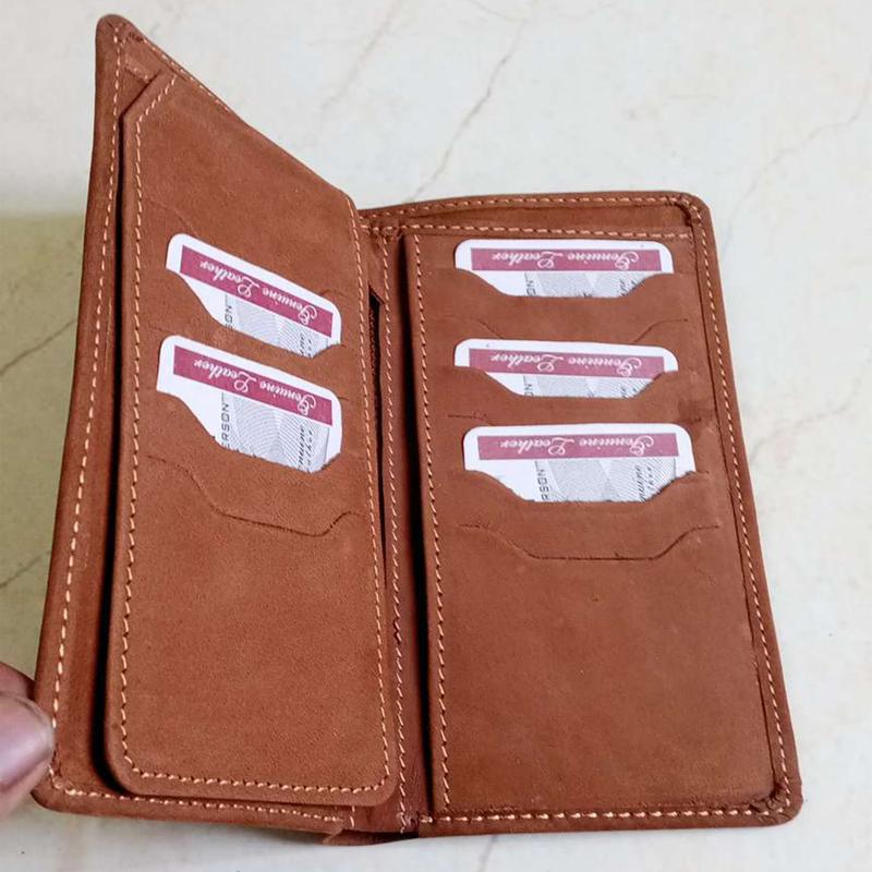 Men's Multi-Pocket Card Holder Wallet with Card Slots in Light Brown and Dark Brown pure Leather