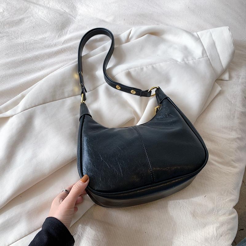 New Popular All-Matching Underarm Bag Oil Wax Leather Trendy Ins Niche Texture One-Shoulder Crossboby Bag Korean Women Bag