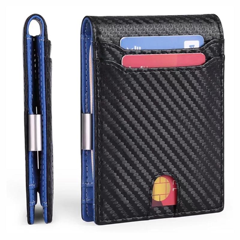 Men's Carbon Fiber Ultra Thin RFID Eleven Credit Card Wallet with ID Window