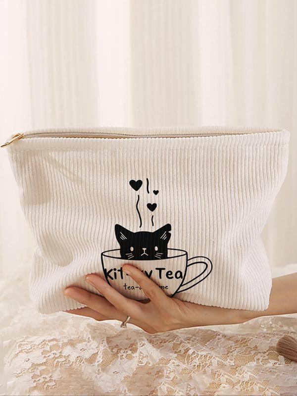 Cute Cat Pattern Makeup Bag, 2024 New Style Casual Versatile Storage Bag, Travel Makeup Bag, Suitable for Women and All Kinds of Occasions