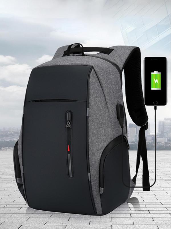 Business Style Large Capacity Laptop Backpack, USB Charging Port Backpack with Night Light Function, Durable Travel Backpack for School & Work