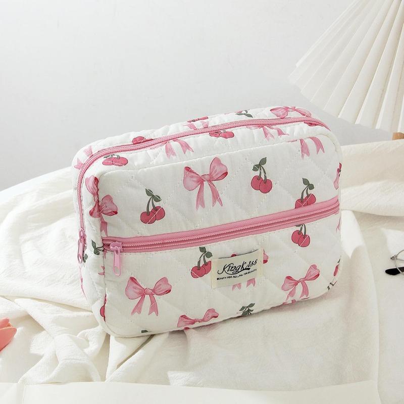 Cherry Pattern Makeup Bag Set, 3 Counts set Large Capacity Travel Cosmetic Storage Bag, Zipper Makeup Organizer Pouch, Versatile Storage Bag for Travel, Outing