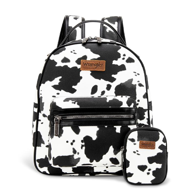 Wrangler 2024 Fall Fashion Moo Moo Cow Print Backpacks Collection with Change Purse