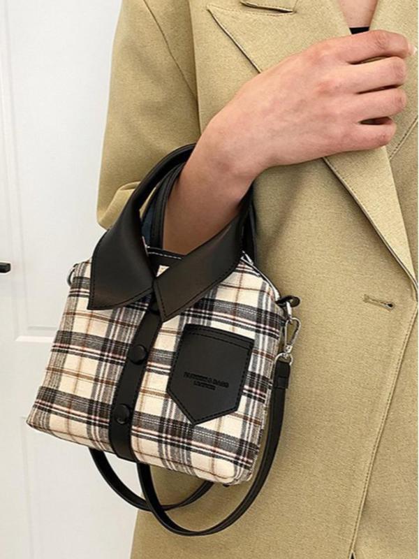 Women's Colorblock Plaid Tartan Shirt Shaped Crossbody Bag, Fashionable Casual Shoulder Bag for Daily Used, Casual Trendy Versatile High-quality Daily Commuting Bag