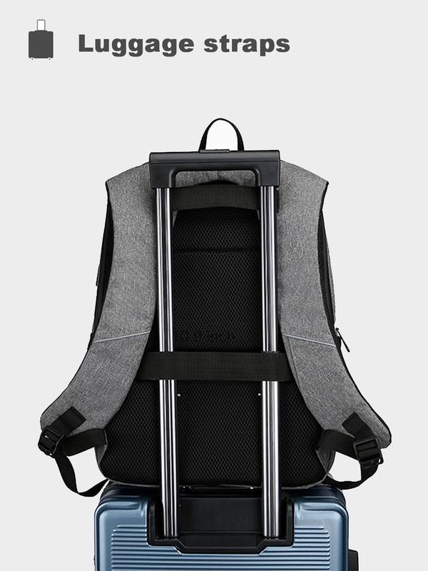 Business Style Large Capacity Laptop Backpack, USB Charging Port Backpack with Night Light Function, Durable Travel Backpack for School & Work