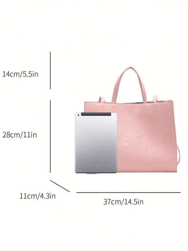 Women's Solid Color Tote Bag, Large Capacity Shoulder Bag for Daily, Casual Trendy High-quality Daily Commuting Bag, Girl Shopping Bag