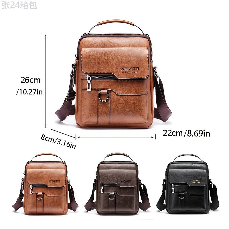 Vintage Genuine Leather Crossbody Bag for Men, Business Shoulder Bag with Classic Design