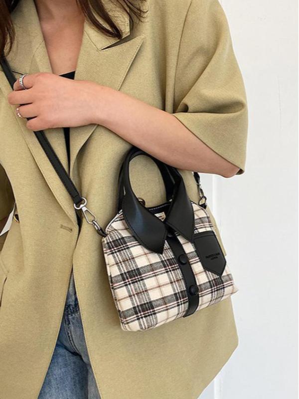 Women's Colorblock Plaid Tartan Shirt Shaped Crossbody Bag, Fashionable Casual Shoulder Bag for Daily Used, Casual Trendy Versatile High-quality Daily Commuting Bag