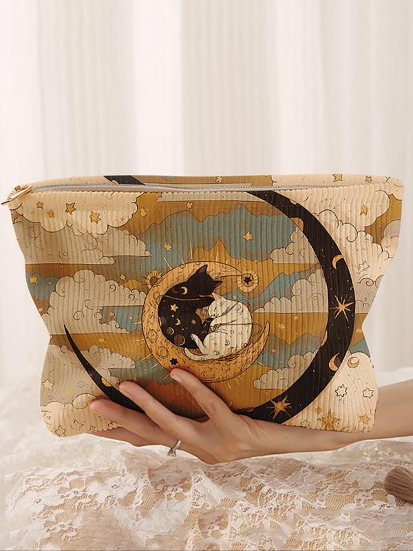 Cute Cat Pattern Makeup Bag, 2024 New Style Casual Versatile Storage Bag, Travel Makeup Bag, Suitable for Women and All Kinds of Occasions