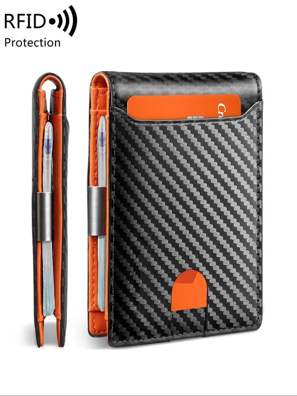 Men's Business Minimalist Carbon Fiber Wallet, Portable Card Holder, RFID Blocking Bifold Credit Card Holder, Ideal Gift for Men