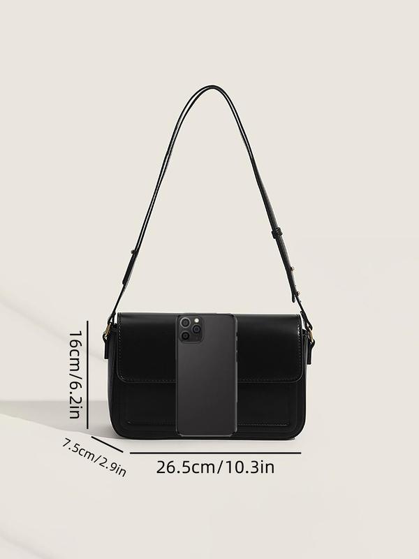 Women's Solid Color Buckle Shoulder Bag, Fashionable PU Leather Underarm Bag for Daily Used, Casual Trendy Versatile High-quality Daily Commuting Bag, One Shoulder Crossbody Bag