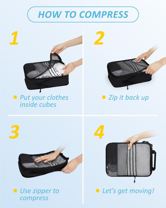 Compression Packing Cubes for Suitcases, BAGSMART 6 Set 4 Set 2 Set Travel Essentials for Travel Organizer Cubes, Lightweight Luggage Suitcase Organizer Bags, Packing Organizers as Travel Accessories