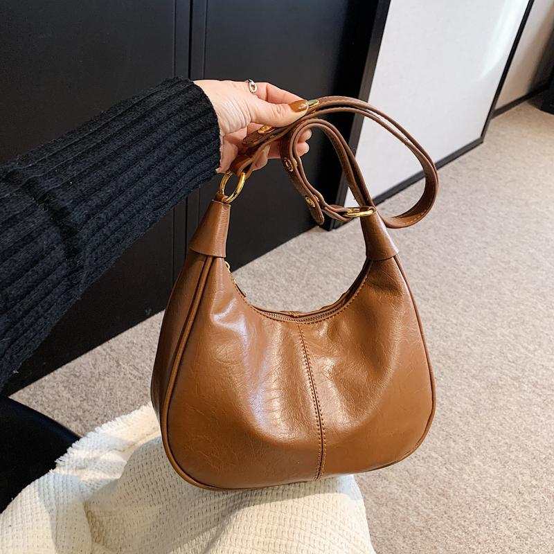 New Popular All-Matching Underarm Bag Oil Wax Leather Trendy Ins Niche Texture One-Shoulder Crossboby Bag Korean Women Bag