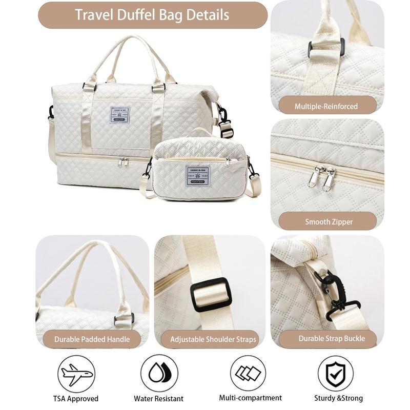 Travel Duffle Bag,Weekender Bags for Women with Shoe Compartment & Wet Pocket, Carry on Overnight Bag with Toiletry Bag, Gym Duffel Bag Hospital Bags