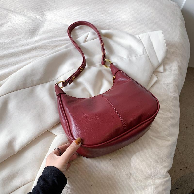 New Popular All-Matching Underarm Bag Oil Wax Leather Trendy Ins Niche Texture One-Shoulder Crossboby Bag Korean Women Bag