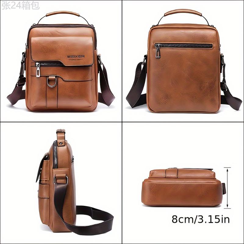 Vintage Genuine Leather Crossbody Bag for Men, Business Shoulder Bag with Classic Design