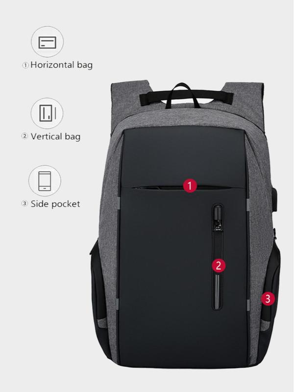 Business Style Large Capacity Laptop Backpack, USB Charging Port Backpack with Night Light Function, Durable Travel Backpack for School & Work