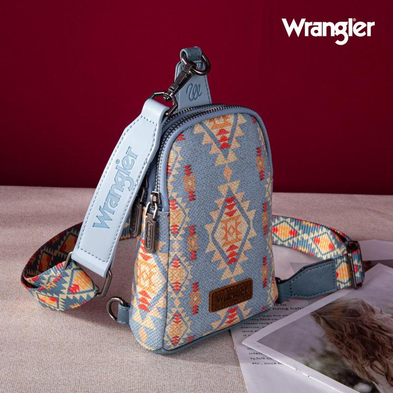 Wrangler Aztec Sling Bag Southwest Crossbody Bags Trendy Chest Bag for Women Shoulder Bag wrangler woman