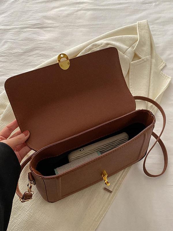 Women's Solid Color Buckle Shoulder Bag, Fashionable PU Leather Underarm Bag for Daily Used, Casual Trendy Versatile High-quality Daily Commuting Bag, One Shoulder Crossbody Bag