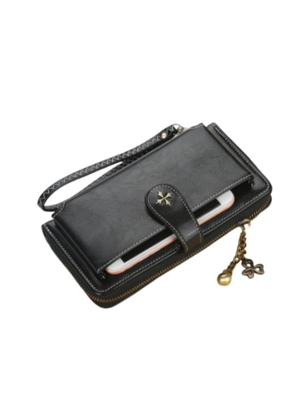 Women's Business Style Wristlet, with Cross Decor, Casual Trendy Long Wallet, Casual Trendy Versatile High-quality Daily Commuting Bag