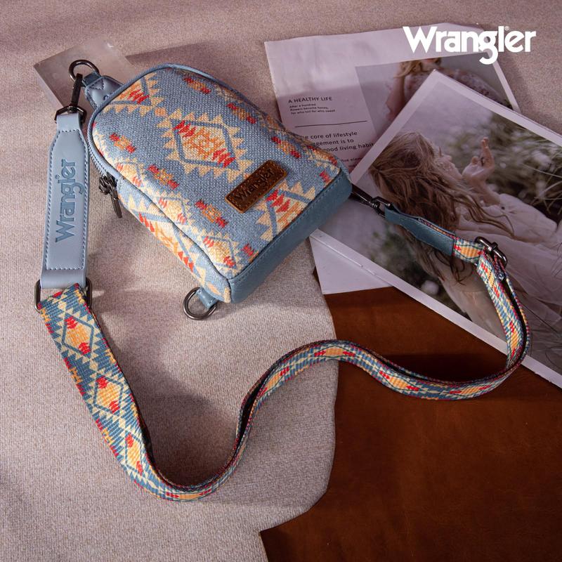 Wrangler Aztec Sling Bag Southwest Crossbody Bags Trendy Chest Bag for Women Shoulder Bag wrangler woman