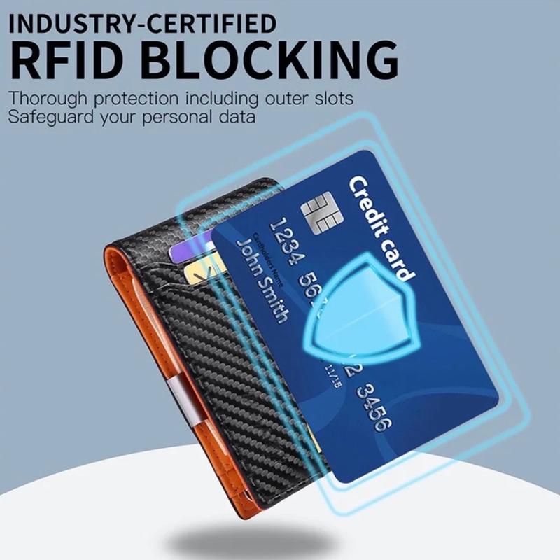 Men's Carbon Fiber Ultra Thin RFID Eleven Credit Card Wallet with ID Window