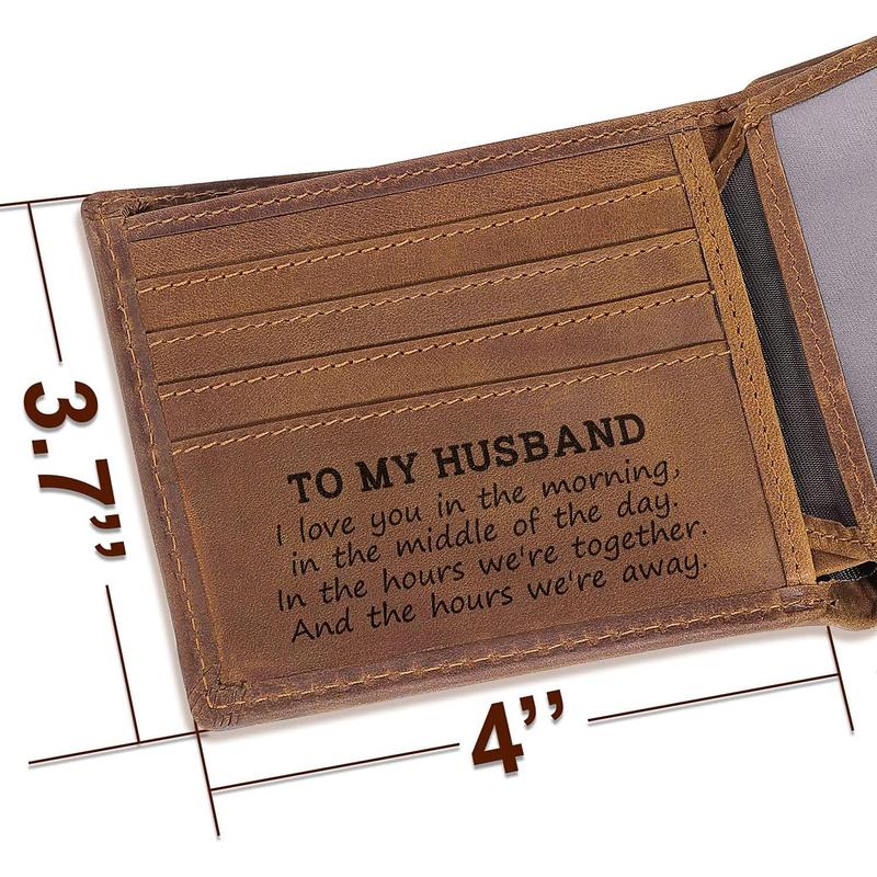 Engraved Mens Wallet Leather Wallets Men Personalized Gifts for Husband from Wife Rfid Wallet for Man Anniversary Christmas Birthday gift for Him