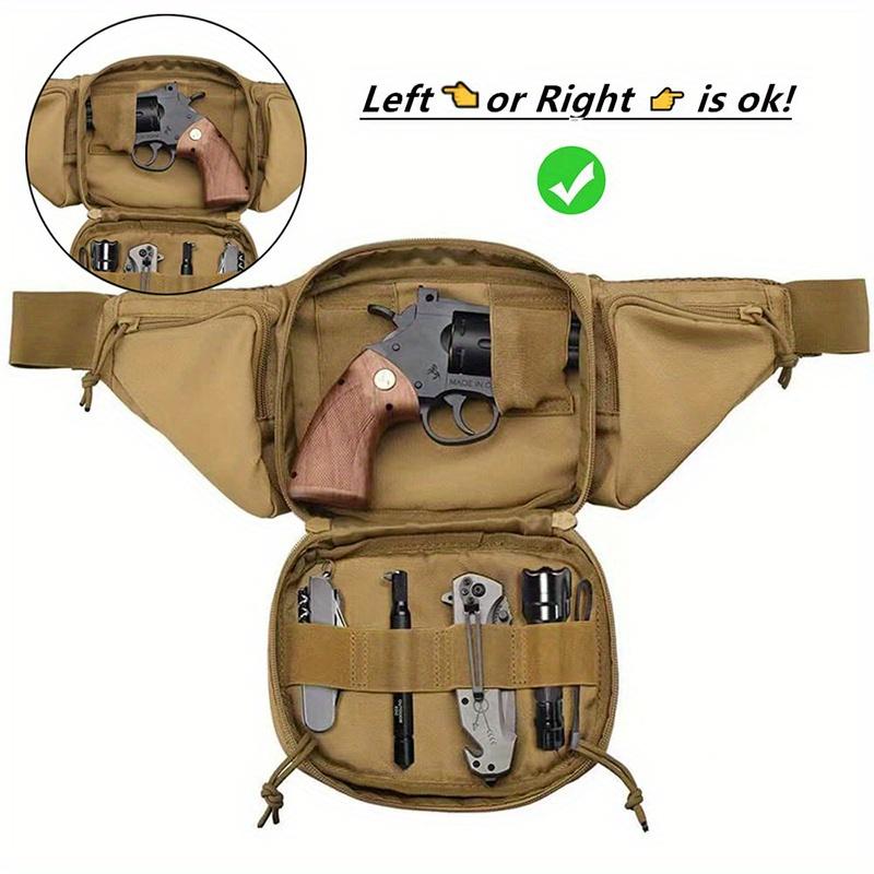 Waist Bag Leather Cover Hidden Waist Bag Waterproof Molle EDC Handbag with American Flag Patch