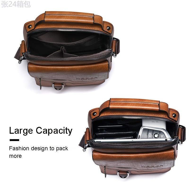 Vintage Genuine Leather Crossbody Bag for Men, Business Shoulder Bag with Classic Design