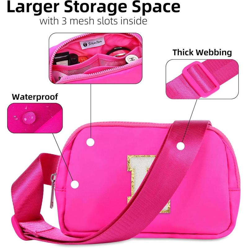 Belt Bag For Women Fanny Pack Fashionable Waist Packs Crossbody Bag With Adjustable Strap Waterproof With Initial Letter E Hot Pink