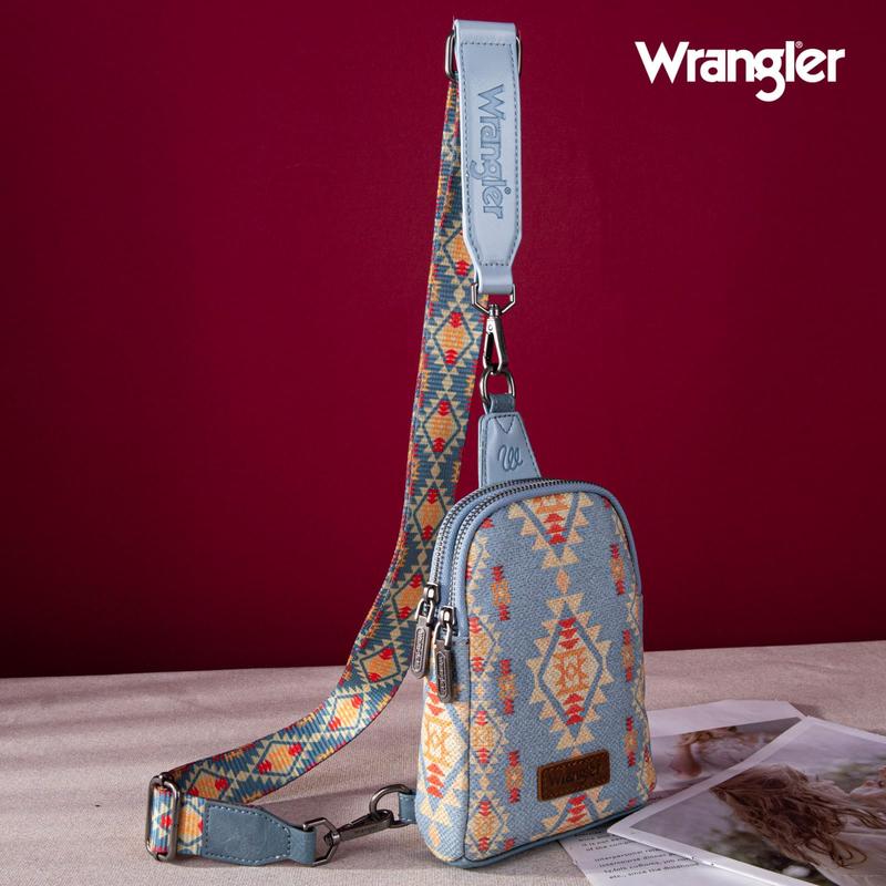 Wrangler Aztec Sling Bag Southwest Crossbody Bags Trendy Chest Bag for Women Shoulder Bag wrangler woman