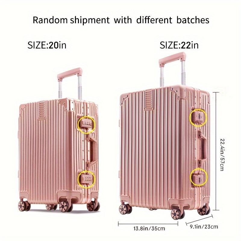 2024 Hard Shell Luggage Suitcase, Striped Carry On Aluminum Frame Trolley Case, Universal Wheel Travel Case With Password