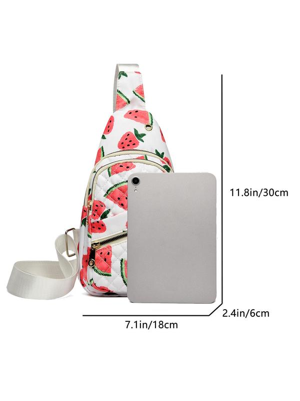 Creative Fruit Pattern Fanny Pack, Casual Zipper Chest Bag for Women, Fashionable Fanny Pack for Travel & Beach