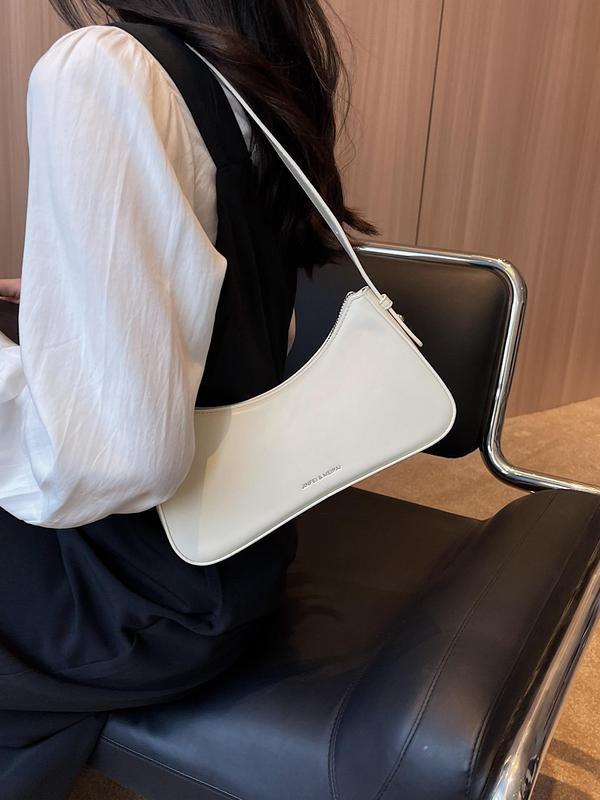 Women's Elegant Solid Color Shoulder Bag, Fashionable PU Leather Underarm Bag for Work & Daily Life, Casual Trendy Versatile Minimalist Commuting Bag