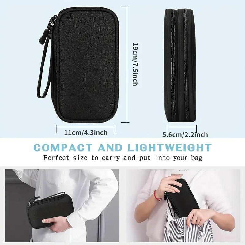 Travel Cable Organizer Pouch Electronic Accessories Carry Case Portable Waterproof Double Layers All-in-One Storage Bag for Cord, Charger, Phone,