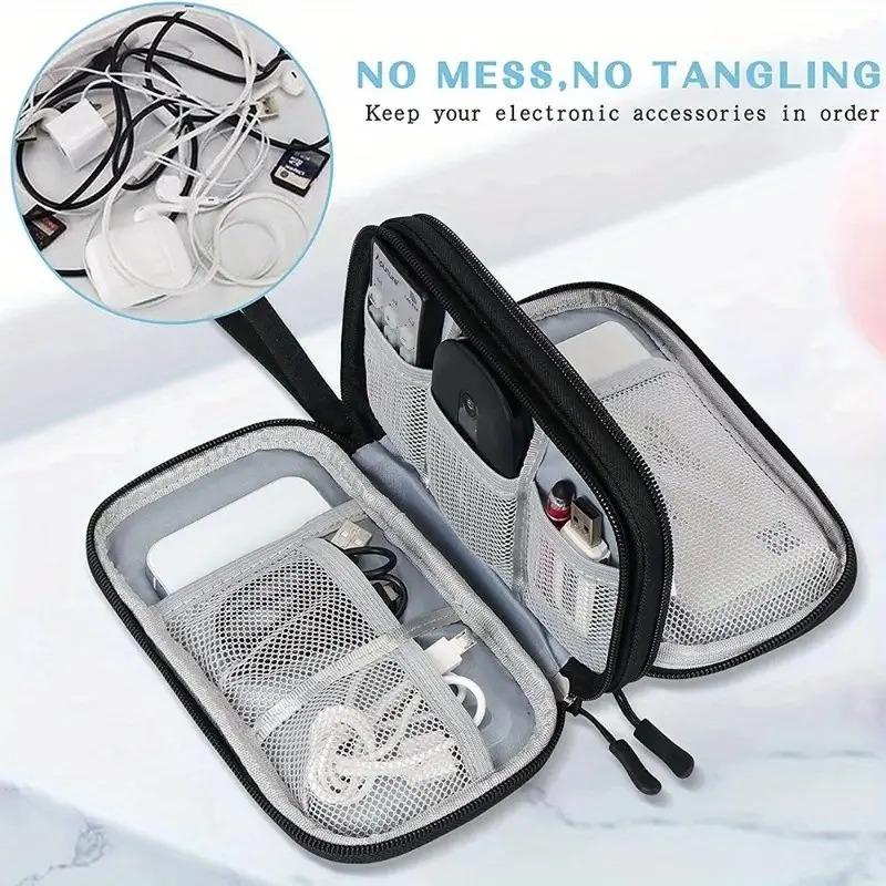 Travel Cable Organizer Pouch Electronic Accessories Carry Case Portable Waterproof Double Layers All-in-One Storage Bag for Cord, Charger, Phone,