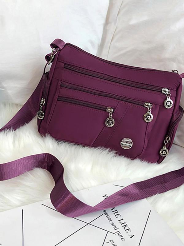 Women's Fashionable Solid Color Simple Crossbody Bag, Casual Versatile Shoulder Bag for Daily Used, Female Zipper Classic Bag