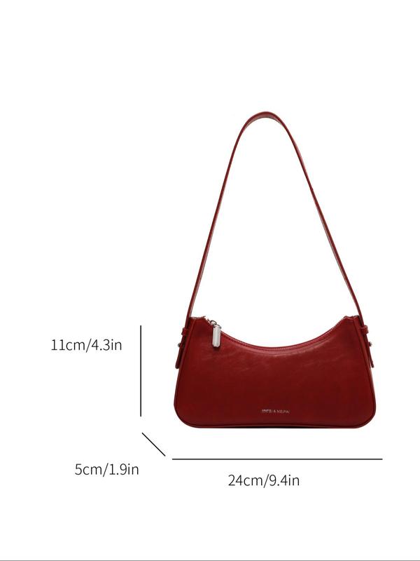 Women's Elegant Solid Color Shoulder Bag, Fashionable PU Leather Underarm Bag for Work & Daily Life, Casual Trendy Versatile Minimalist Commuting Bag